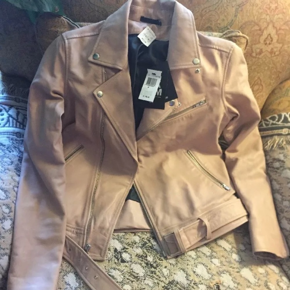 Pink blush genuine leather BLK DNM moto jacket